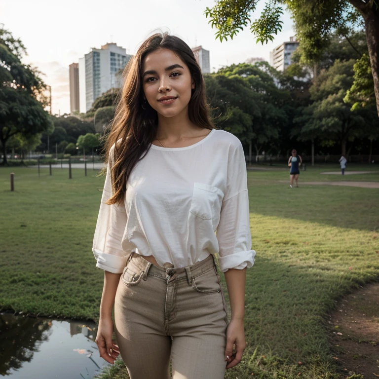 Imagino nossa morena fazendo uma caminhada tranquila pela rua, desfrutando do ar fresco e da paisagem ao seu redor. Here is a description of her during her walk:

1. **Postura Relaxada:** Ela anda com uma postura relaxada e relaxada, letting your curls fall softly over your shoulders as you move elegantly down the street.

2. **confortable clothes:** She dresses comfortable, roupas casuais para seu passeio, como leggings ou shorts esportivos e uma camiseta leve. Seus sapatos de caminhada proporcionam suporte e conforto a cada passo.

3. **Explorando o Entorno:** Enquanto caminha, ela observa os detalhes ao seu redor, from the architecture of the buildings to the trees and flowers along the way. His green eyes shine with curiosity and appreciation for the beauty of the street...

4. **Respirando Fundo:** Ela inspira profundamente o ar fresco da rua, letting it fill your lungs and invigorate your spirit. Every step is an opportunity to relax and recharge your batteries.

5. **Moment of reflection:** Enquanto caminha, ela aproveita o tempo para refletir sobre seus pensamentos e sentimentos, finding peace and mental clarity amidst physical activity.

6. **Interagindo com o Ambiente:** Ela sorri para os transeuntes que passam por ela, exchanging greetings and small friendly conversations. Your friendly, warm presence lights the way wherever you go.

7. **Desfrutando do Momento:** More than just exercise, Your walk down the street is a moment of connection with yourself and the world around you.. Ela se sente em sintonia com o ritmo da vida na rua, encontrando beleza e tranquilidade em cada passo.

Our brunette walking down the street is an image of serenity and beauty, enjoying every moment of your journey with gratitude and joy. Its presence adds a feeling of calm and harmony to the environment.., making your walk a truly enriching and invigorating experience.