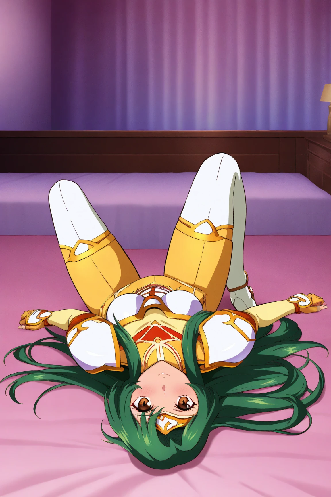 Tiger print boots、Tiger print boots、Woman with green hair and horns、Tiger print bikini、are flying、animesque、urusei yatsura、mourn