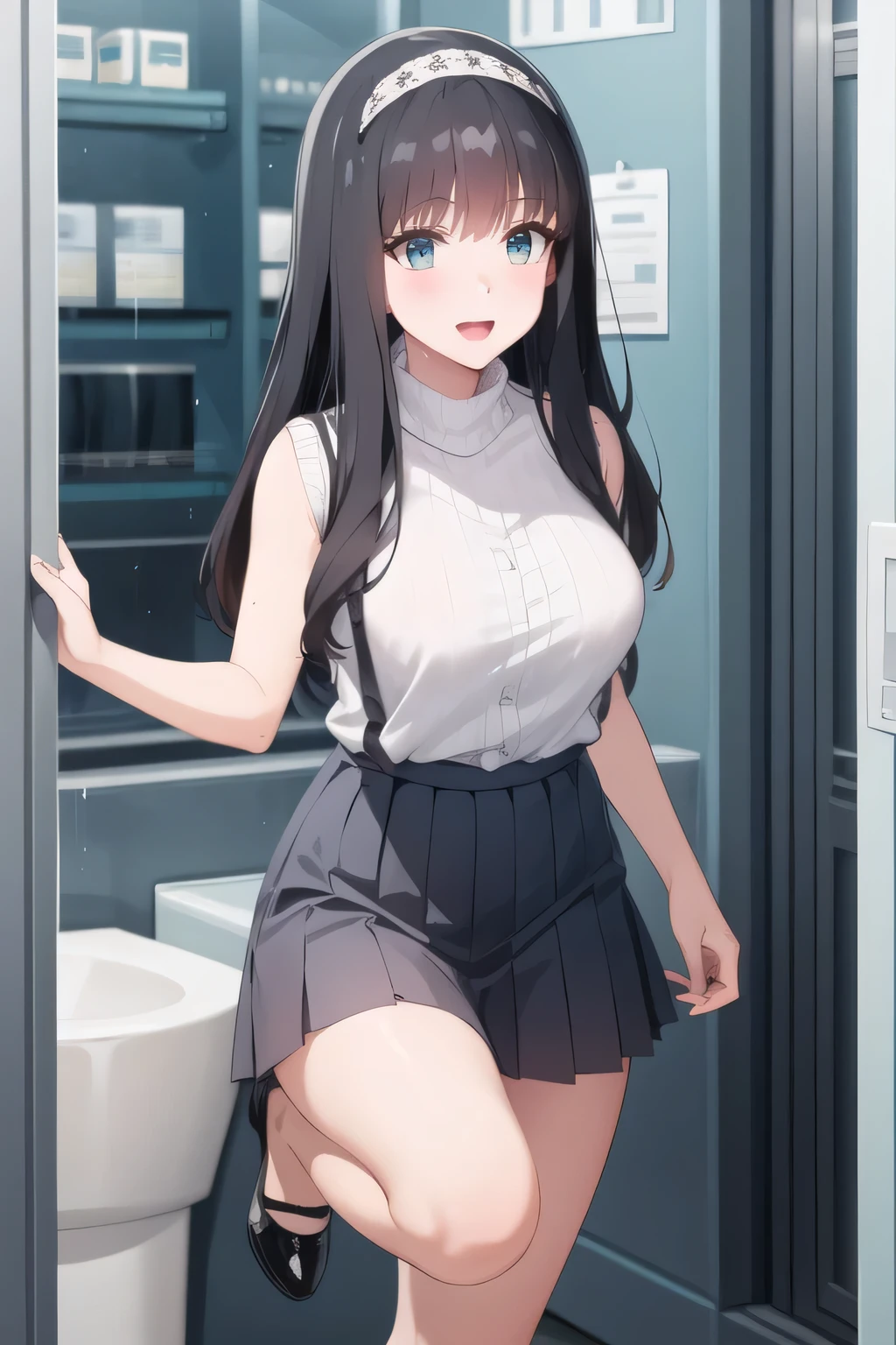 I definitely need a face with full color CG,long black hair,white hair band,,pleated miniskirtミニスカート,accurate hand and foot expressions,my nipples are sharp、、Get wet in the rain, It becomes transparent ,depicting a smiling adorable woman bathing in the woods,dark blue pleated skirt,Please draw her expression more delicately,Walking Alone, city tour ,,(((She's an ordinary tourist))), ,(Let's draw a more delicate look),(sleeveless wool sweater),( pleated miniskirt,white panties next to urinal),(One person is enough for that job , Imagine an attractive 20-year-old woman jumping out of her uniform, , Big breasts, thin waist , , ,