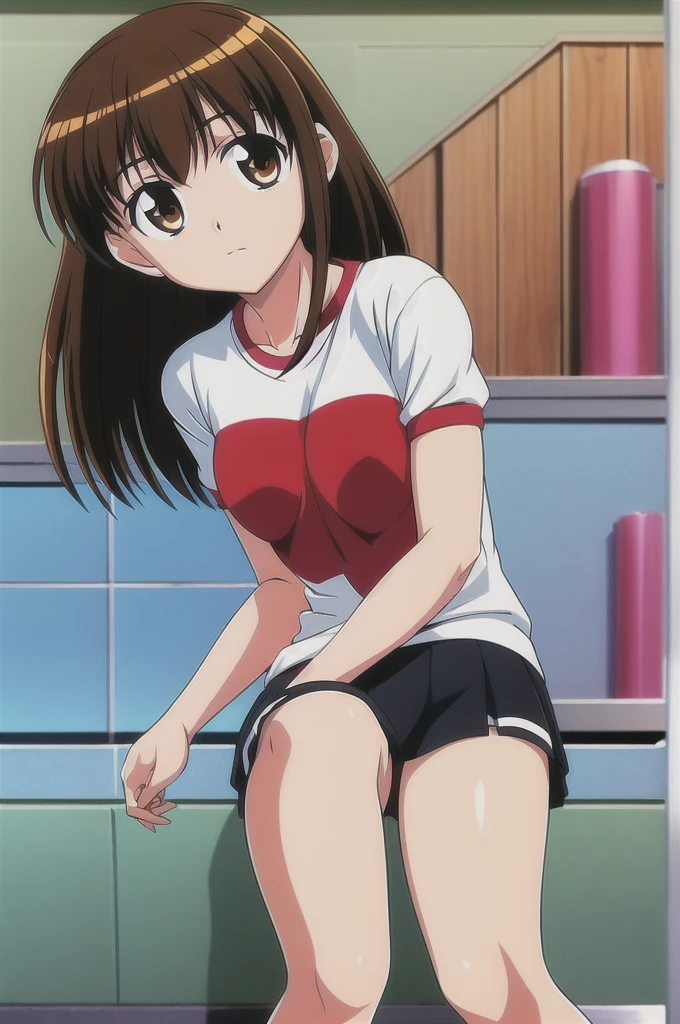 ((Highest quality)), ((masterpiece)), (be familiar with), Perfect Face, indoor, Bedroom, Watching the audience,
One woman, nameless,
Open Mouth, Ecstatic expression, blush, smile,
Small breasts, Flat Chest, Young Girl, , , Girl,
Short Hair, Short Bob,
Gym suit, White short sleeves, Black shorts, Leg spread,
