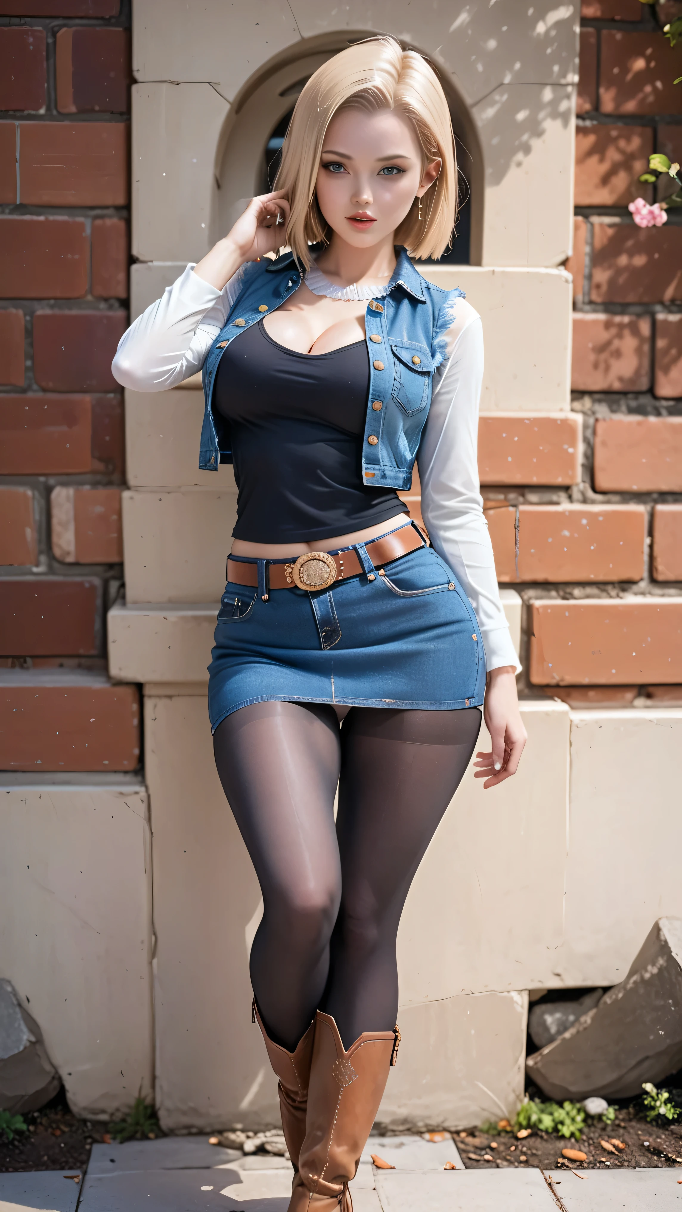 Beautiful woman in clothes、Female height 172 cm、Women in Their 20s、(​masterpiece))、top-quality、high-level image quality、Ultra-detail、ighly detailed、face perfect、((solo))、full bodyesbian、Background 4K、cape:whole body:an legs=1:2:4、Perfect Style、the perfect body、Beautiful body、clong legs、g-cup、large full breasts、big butts、Beautiful waist、a short bob、Light blue hair、Eyes are ice blue、A detailed eye、outside of house、stockings、long boots、cropped hoodie、Shoulder bag、takeout、Town