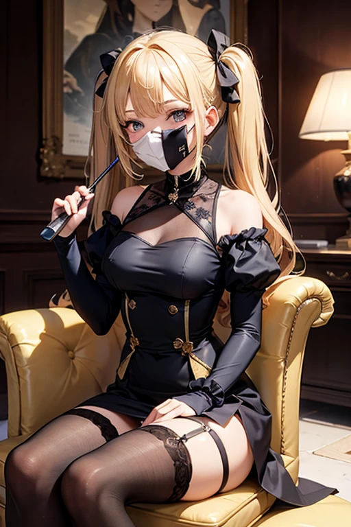Shiny blond hair, very long hair, sophisticated haircut, ((((hair fully braided)))), ((small twisted braids)), thin and oval face, submissive, (((gagged))), ((((black tight corset)))), ((((tight skirt)))), cute and blushing 18 years old anime girl, look away because she is embarrassed and blushes, bright blue eyes, detailed face, detailed members, detailed arms, detailed hands, ((((sparkling diamond jewelry)))), tiara, ((makeup)), high heels, puffy sleeves, long gloves, long eyelashes, Girl lying, tied by ropes, shackled, can no longer move, tied tightly, very hard tied up with lots of ropes, hampered by so many ropes that she can no longer move, bound hands and feet, ropes tie his whole body, tied extremely tightly and forcefully to her bed by a lot of ropes, its limbs are strongly tied together by ropes, his torso is tied up with thick cords, her chest is so tied up with ropes that it sticks out, her legs are tied tightly with thick ropes, his hands are tied behind his back with ropes, she can no longer move her feet, her hands which are tied by thick ropes, she desperately tries to free herself, likes to be tied tight with big ropes, likes to be immobilized by big ropes, lying down, his hands and feet are strongly tied to the railing of his bed, his legs are pressed together and tied with ropes, its limbs are held vigorously by imposing ropes, her hands are tied securely behind her back by ropes, her chest is compressed by strong ropes, she is pressed against her bed and restrained by large ropes (shibari, arms behind the back:1.4), (hands on the back), (masterpiece, best quality) 1.5, 1girl, solo, (sexy, beautiful woman, perfect face, perfect eyes, perfect hands), samus aran, (shibari, arms behind the back:1.4), (hands on the back), Spread the legs, s' ((lie in bed by big ropes)), ((close up of the girl)), ((((lie in bed))))