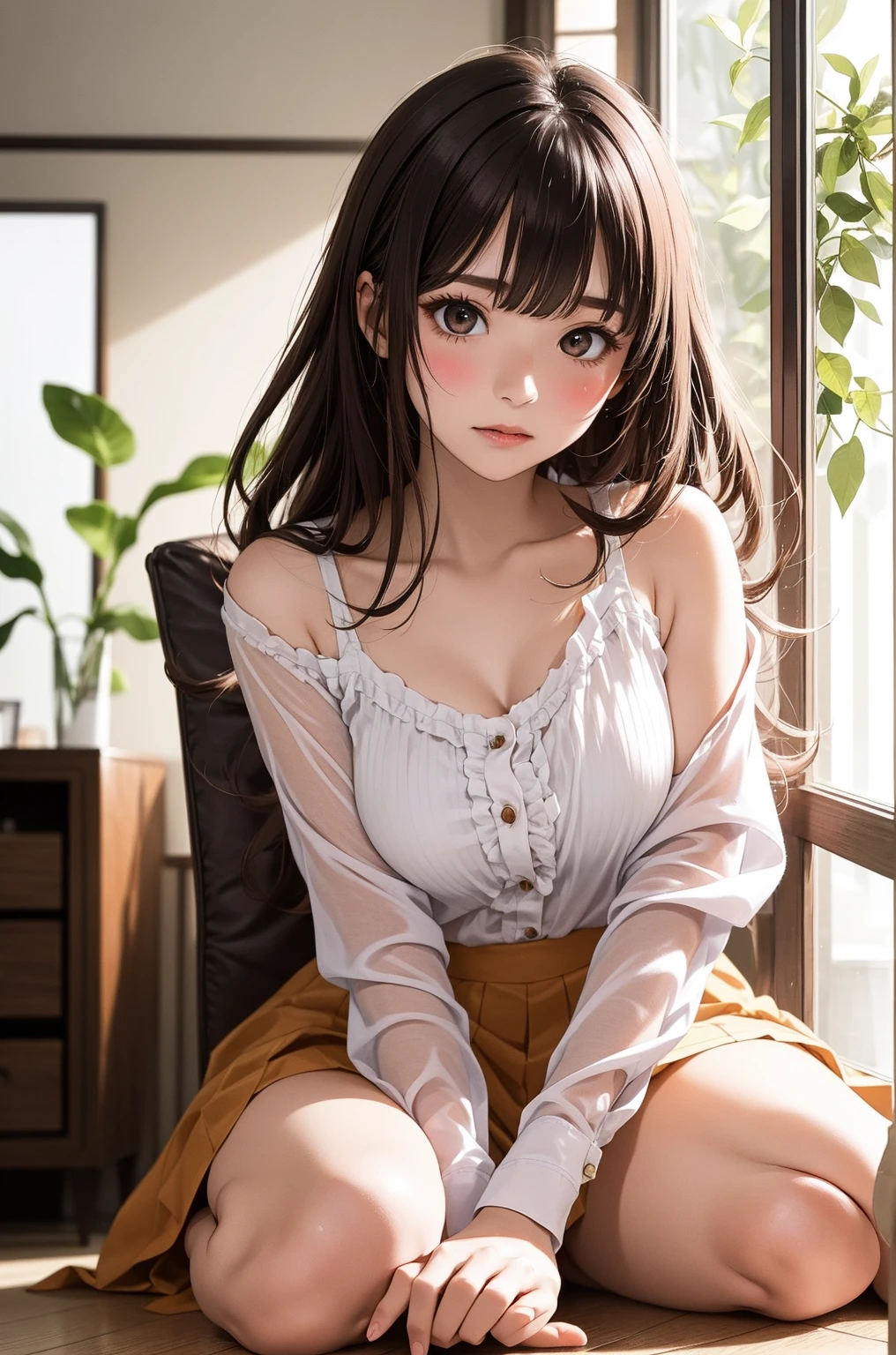 (table top: 1.3), (maximum resolution: 1.2), (Ultra HDTV: 1.2), cinematic light, Ultra HDTV, (fine eyes and skin), (detailed facial features), nffsw, 8K resolution, sharp focus: 1.2, perfect style, beautiful face, perfect body, Accurate, anatomically correct, Highly detailed face and skin texture, fine eyes, dark blue eyes, double eyelid, thin eyebrows, glitter eyeliner: 1.2, natural cheeks, Glossy skin, Fair skin: 1.2, small shiny necklace and earrings, (glossy lips: 1.4), break, one person's perspective, (She is a very cute female teacher), (pink lace panties), (enchanting smile: 1.2), ((innocent and cute girl:1.3)), (Long Wave Hair), (light brown hair:1.2), (cowboy shot: 1.2), break, ((very close relationship: 1.2)), medium to large breasts, ((looking at the viewer:1.2)), ((Hot spring trip:1.2)), ((Bend your knees and spread your legs wide:1.2)), (From the side:1.2),low angle shot,full body shot Tight sweater with long sleeves in bright colors tight denim mini skirt embarrassed look Kamimei