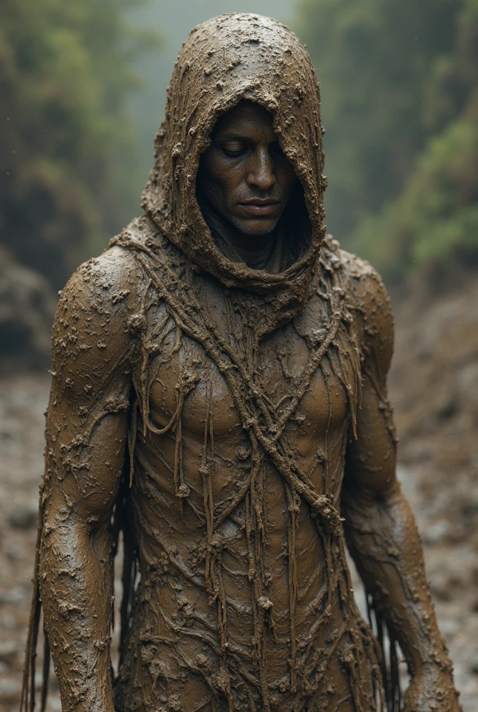 A person with fully mud