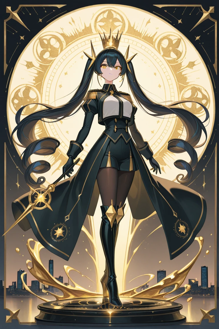 Sexy, from below, facing viewer, feet close up, medium breasts, yellow eyes, black hair, twintail, busty, space background, full body, 8k, absurd quality, beautiful face, hands out of frame,absurd res, high res, (masterpiece:1.4), ultra-detailed, 1girl, from front, space, floating, stockings, black hair, heart shape eyes, yellow eyes, garter belt, yandere, twintail, pantyhose, stockings, short clothes, garter belt, sexy panties, sexy panty, pantsu