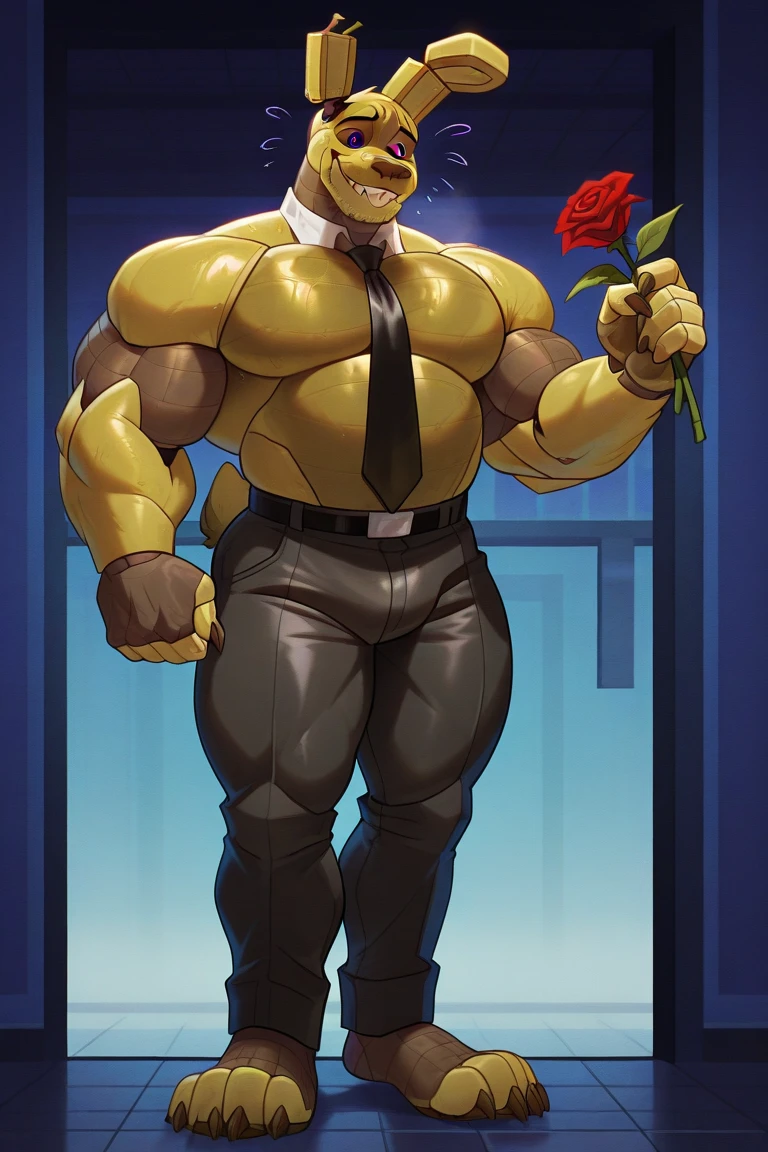 Solo, there is one man, full body depicted, men only, sexy, sensual, playboy bunny, (white rabbit ears and tail), animal ears, glamorous wedding hall, bridal chapel, groom, newlyweds, silver-rimmed glasses, unveiled, metallic silver bridal suit vest, metallic silver bow tie, white suspenders, white men's leather shoes, white gloves, white sleeves, white socks, Metallic silver G-string bikini, string bite, holding a bouquet of white roses in hand, bunny boy, mega muscle, gigachad muscles, hyper muscle, masculine appearance, mature man, beautiful black eyes, handsome, underwear only, shirtless, no pants, beautiful muscles, complex and elegant, highly detailed digital painting, anime-style art, Art Station, Concept Art, Top Quality, Masterpiece, Ultra High Definition, Detailed Background, Realistic Figure, Muscular Man, Beard, Muscle, Volume Lighting, Depth of Field, Smooth and Sharp Focus, Illustration, Art, Black Face Hair, Trimmed Hair, Black Hair, Muscle, Navel, Muscle, Male, Gay, Hyper Muscle, Male Focus, Muscular Men, Yaoi, Muscles, Buttocks, Pectoral Muscles, Big pectoral muscles, thick quadriceps, thighs, wet body, heat and steam emanating from the body, sweating, drenched, crotch, big back, looking back, showing back, showing buttocks, upper class, shiny oiled skin, glittering oiled skin, tanned skin, hot gaze, looking at the viewer, no ribbon on the waist,