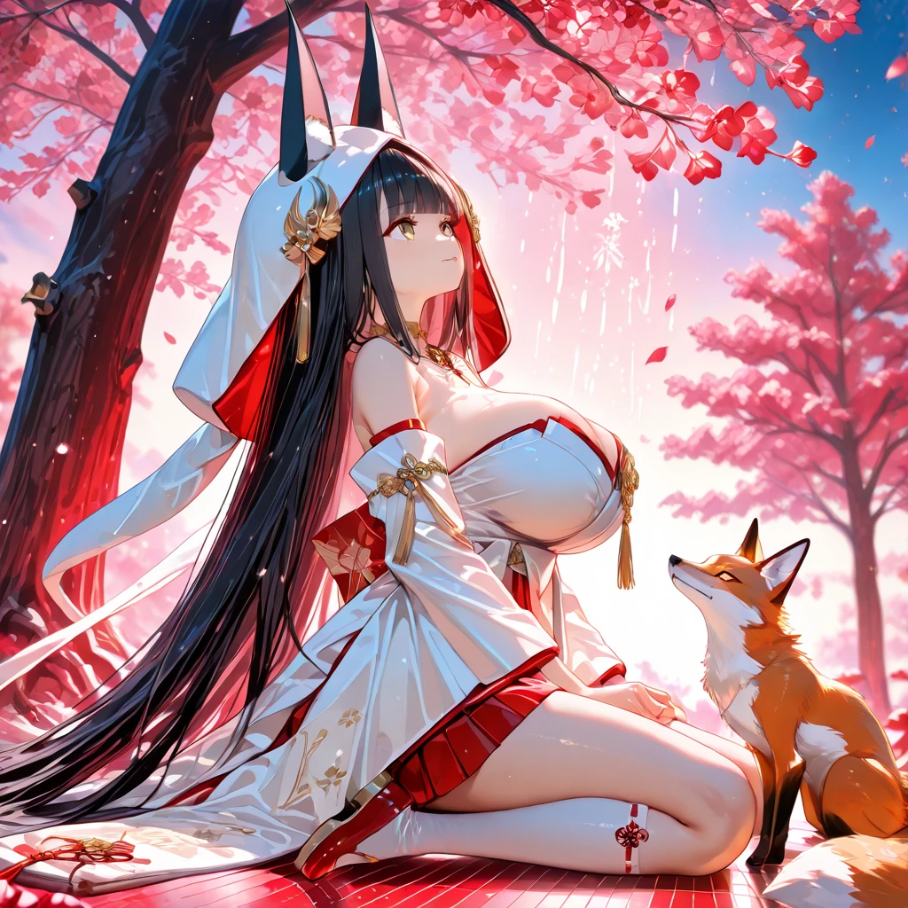 clothed, , sexy , ultra high res, ultra high quality, perfect anatomy, detailed, Yabby, huge breasts,((vullva)) , (aureola), sfw, (((crotch focus))), ((below view)), close up, furry, ahri, black hair, fox ears
