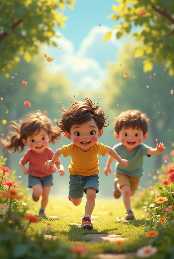 In a park there were 4 children playing. 
