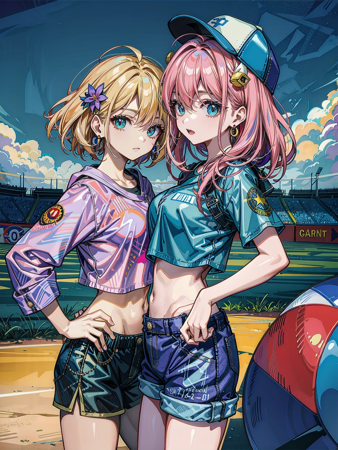 (masutepiece:1.3), (absurderes:1.3), (Best Quality:1.3), hand of Guido Daniele, (Ultra-detailed:1.3),(Best Shadow:0.7), (Handle Hair), 1girl in, Solo, SH1, full bodyesbian、Tennoji Rina、Pink hair、yellow eyes、deadpan、Light blue hoodie、校服、Navy blue skirt、white stockings、short stature