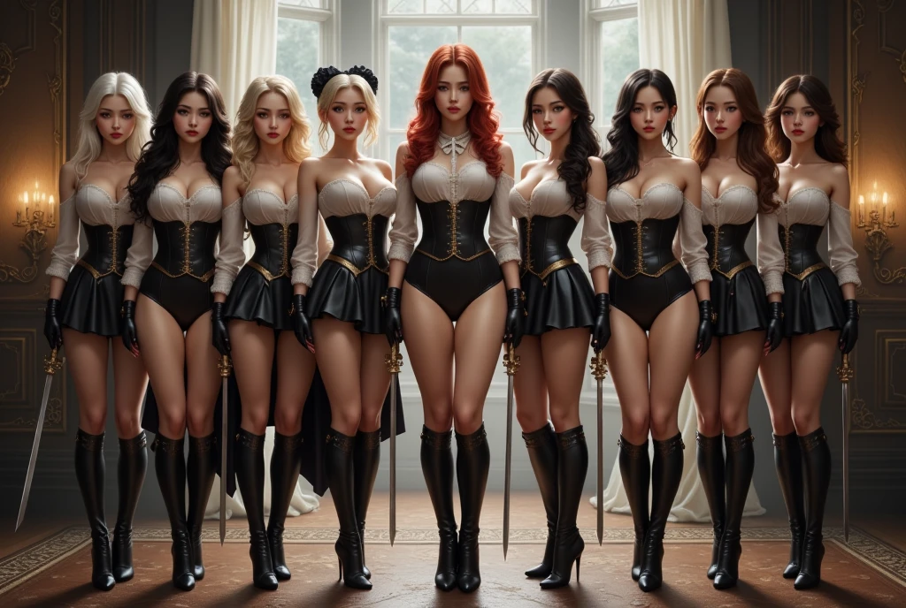 Twins waist-length reddish hair small build full body big breasts