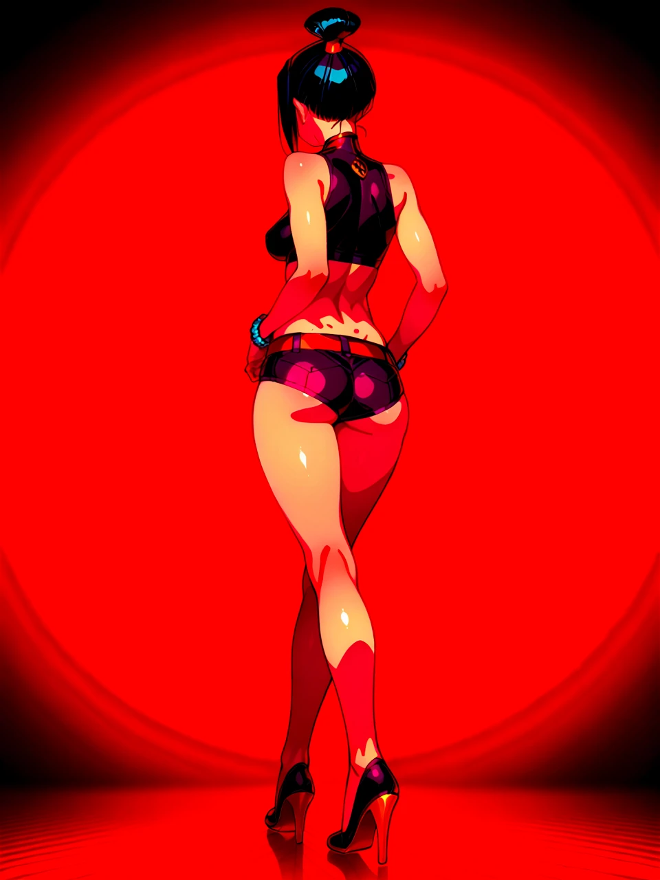 Coloring book.Black and white only. Mainline only.Vector lines.simple.Black Bikini.Black thigh-high boots with stiletto heels.Black corset.Black long gloves.Black garter belt.Black Hair.一人女性のFull body image.No background.Catwoman.Full body image
