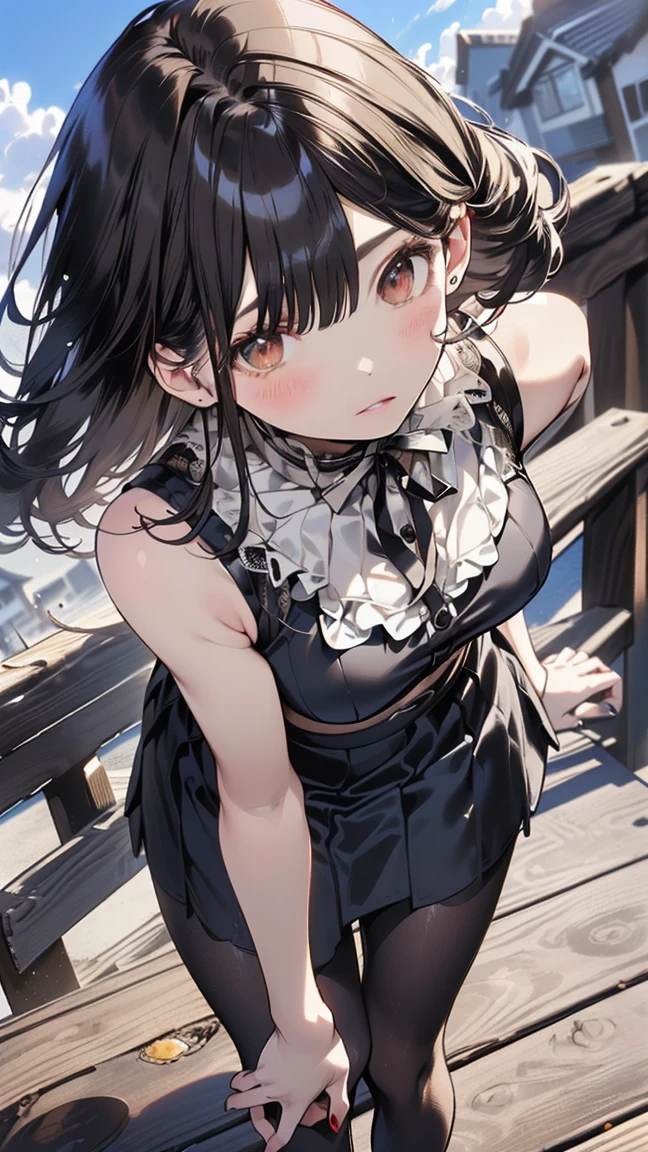 Absurd、Highest quality, Highest quality, (Highest Resolution:1.5), Squat,Arm behind wrist, 1 Girl, (Bobcut), Ahegao, Cute eyes, black eye, Open your mouth, Drooping, The whole face turns red, alone, Crotchless panties, Big Breasts, (Blunt bangs), (White slim maid outfit)、(whole body:1.5), (Wide Shot:1.5),