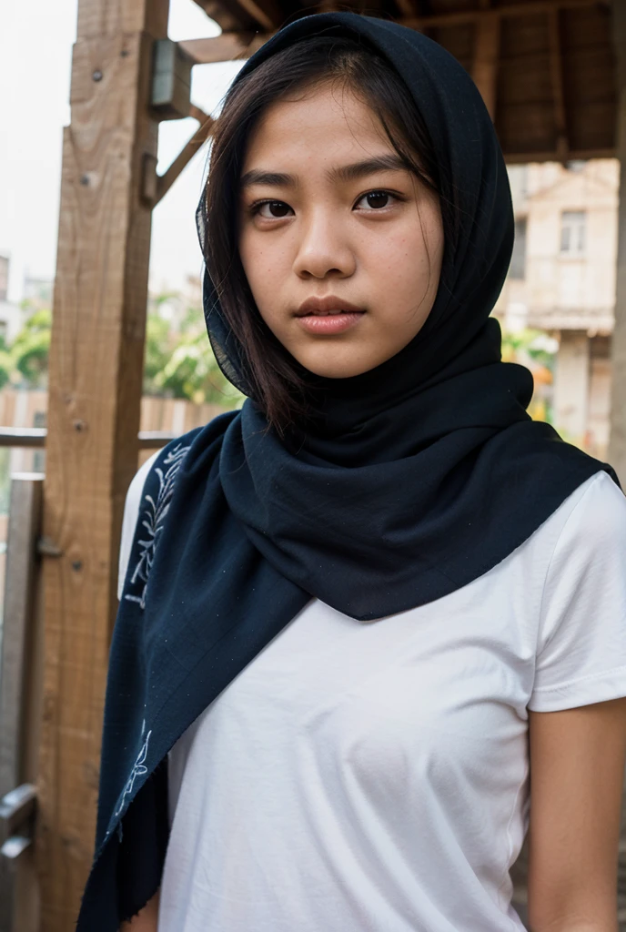 best quality, masterpiece, realistic:, luminate, beautiful muslim, hijab, twirling hijab, fully covered robe, 1 girl, blue hijab, blue eyes, Front, detailed face, beautiful eyes, close up shot, dark blue dress, tight dress, super shiny dress, ao dai dress, volumetric lighting, gorgeous body, moist skin, 50mm f1.4 lens, fully covered dress, ornamented robe, close up portrait, young face, cute asian face, close her eyes