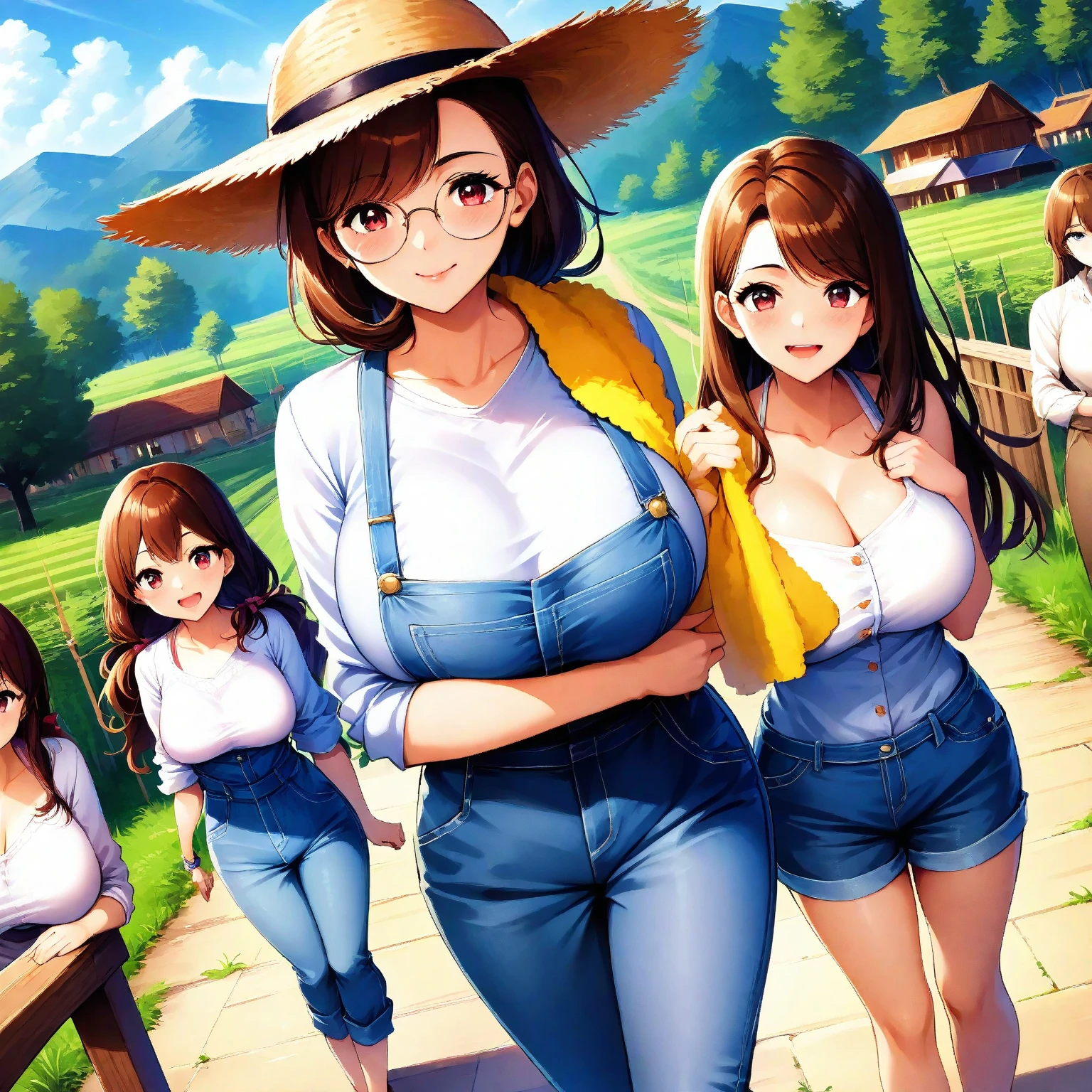 Woman with very huge breasts walking through the park showing her provocative cleavage