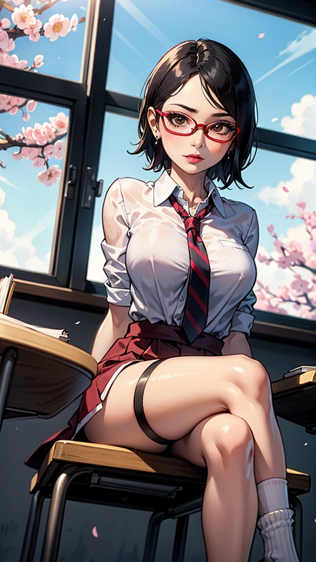 (masterpiece, highest quality), (high resolution, details,retina), beautiful backgrounds,anatomically correct,Accurate drawing,Detailed drawing,high-class sense,
anime, line-art:1.5, flat shading,

break,

Solo: 1.2, stretch woman,
(School uniform: 1.5), Baggy tops:1.2,
(Unruly hair, voluminous hair),
(Beautiful thighs: 1.0),

one knee sitting,
bedroom, morning,