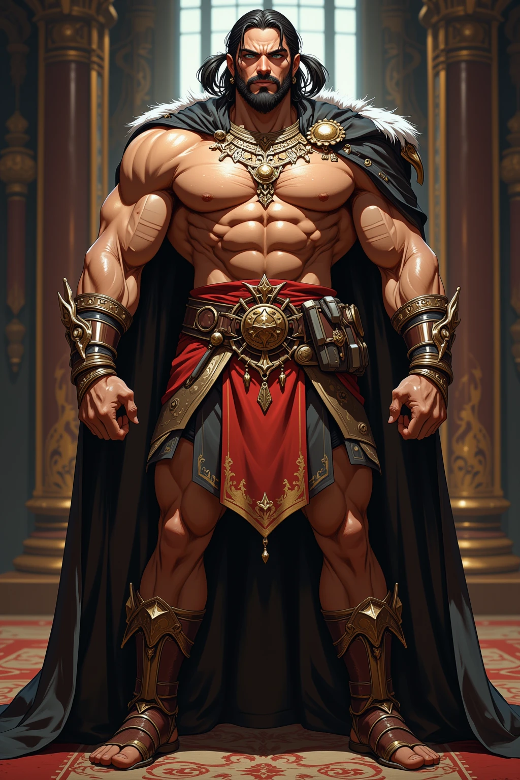 (muscular king:1.2, extraordinary strength:1.2, menacing presence:1.1)