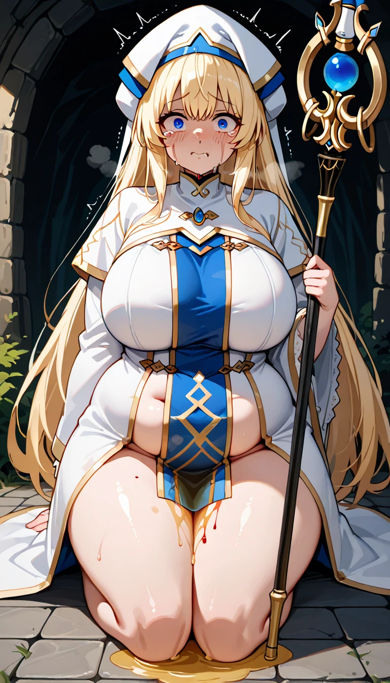 Priestessess,Valkyrie,Angel Wings,belly button,Side bust,Complex,Particles of light,Thighs,Shiny skin, Perfect lighting, One girl, View your viewers,Winged hat,Pelvic Curtain, smile,(masterpiece), (Highest quality), Very large breasts, maternal, Porcelain-like skin, Honey Blonde Hair, Very long hair, Wavy Hair