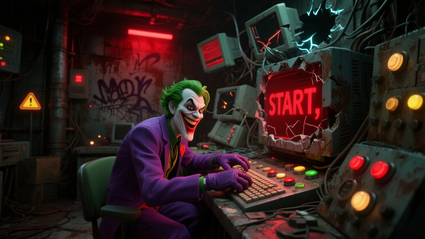 Joker messing with a gaming PC