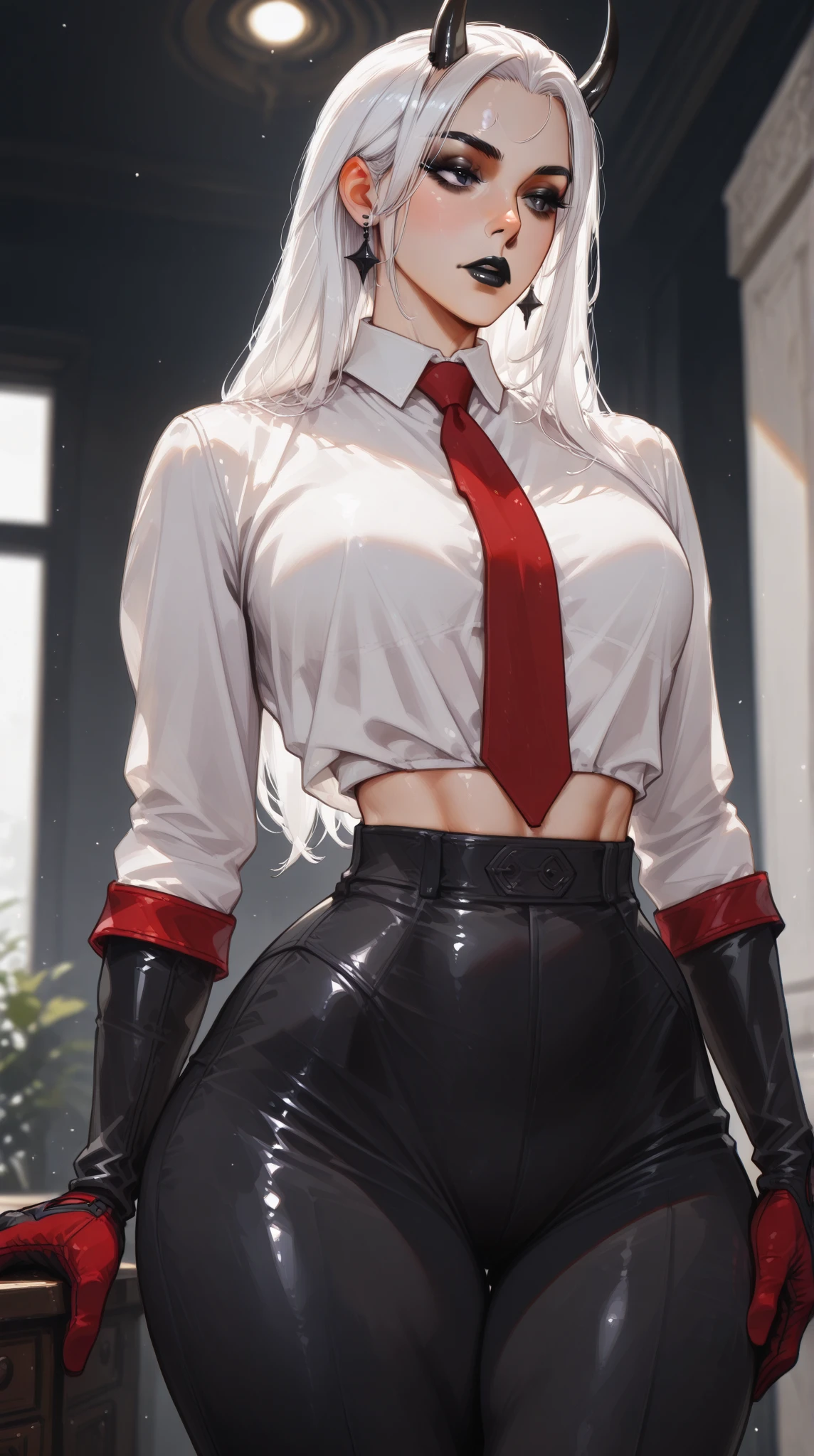 shemale strong , dominante , sperme , cuir , gros seins , schoolgirl latex