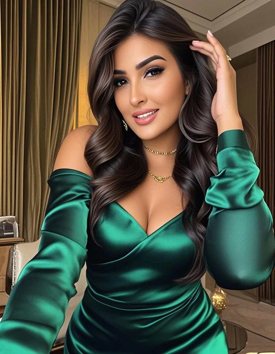 (lifelike, high - resolution:1.3), 1 girl with a perfect body, Super fine face and eyes,slong hair, Tank top of random colors:1.2, short jeans, big boob,Expose cleavage, lower two hands, 1girl, solo girl, 1 person, 1 body, no more hands