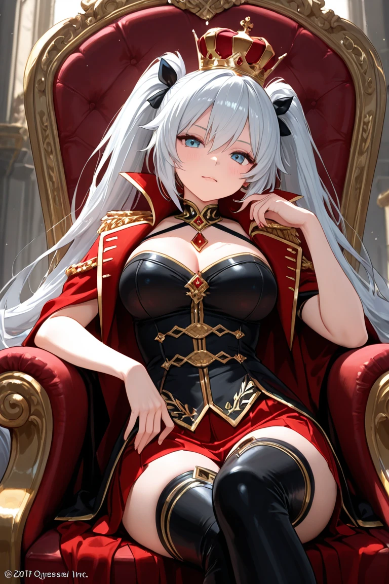 1girl, sensitive, solo, sitting on throne, upper body