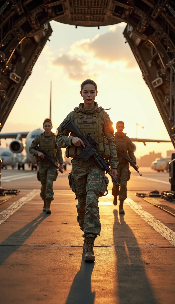 Female soldiers stand in a row with weapons in their hands, Strong female soldiers, Korean yellow female soldier, dressed in tactical armor, Portrait of a Navy SEAL soldier, cinematic —ar 16:9, soldier, Soldiers, close up portrait shot, Realistic female soldiers, still from live action movie, Military photography, future soldier clothing, Wear tactical gear, shot from cinematic