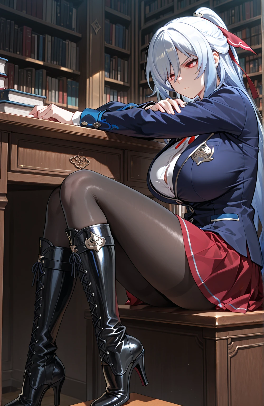 highest quality,sleeping face up in bed,Crab crotch,please show me your boots,thigh high boots,Leotard sneak peek,glove,Strange thieves,elegant, 1 girl, body suit,cute, blushed, looking at the viewer, from below, prison,blue eyes, beautiful eyes, beautiful background, particles of light, Light of the sun, dramatic lighting, outside, shiny, realistic, table top, highest quality, super detailed, be familiar with, scenery, beautiful and fine eyes, fine hair