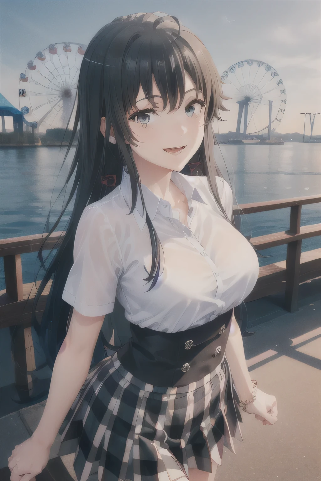 konosubaMegumin, Megumin, short hair, Black Hair, (Red eyes:1.3), short hair with long locks,happy smile, smile, Open your mouth,
Off-the-shoulder white dress,White long skirt,Cute Sandals,Bare arms,bare clavicle,Bare shoulders,Bare neck,Walking,whole bodyがイラストに入るように,evening,Sunset,The sun is setting,
break outdoor, Coastal street with buildings,
break looking at viewer, whole body,
break (masterpiece:1.2), highest quality, High resolution, unity 8k wallpaper, (figure:0.8), (Beautiful fine details:1.6), Highly detailed face, Perfect lighting, Highly detailed CG, (Perfect hands, Perfect Anatomy),