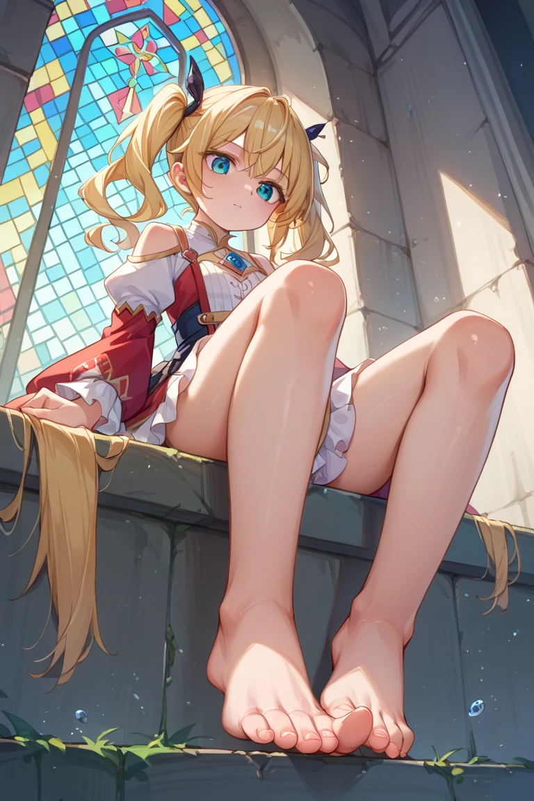 ((masterpiece,Highest quality:1.3,best quality illustration)),cowboy shot,1woman,(Mature Beauty),((very small head:1.4)),((ideal ratio body proportions:1.3)),blonde hair,(low ponytail),long hair,bangs,gorgeous eyes,Blue eyes,shy,((slender body,skinny)),medium breasts,gleaming skin,shiny skin,naked,nipples,navel,vagina,sweat:1.3,lying,spread legs:1.2,White bed sheets、bed、Bedroom、Inside a castle in medieval Europe、Sword and sorcery fantasy world、nsfw,