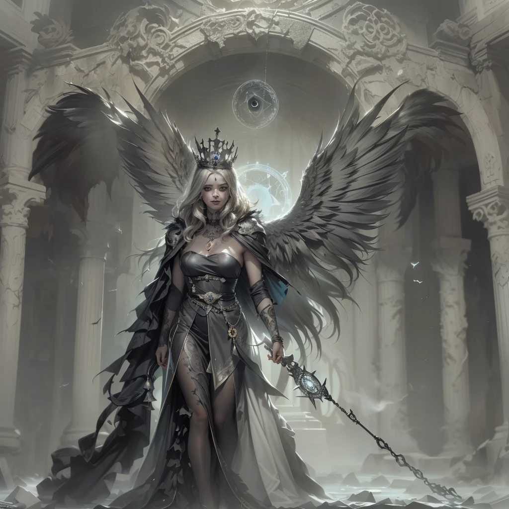 Masterwork Painting, Magnum Opus, 
1girl posing on a throne,  commanding attitude, imposing regal attitude, 
<lora:edgShiva2:0.75> edgshiva, dress with crown, long outfit, 
 <lora:ThroneRoom:0.8> throneroom,  a pair of thrones, gloomy palace, misty air, lit candelabras, ambient light,  
BREAK 
Claudia, feminine woman, 24 yearsold, 
fit body, toned body, lithe body, supple body, 
pert d cups,
sunburnt skin, tanlines, birthmarks,
shoulderlength auburn wavey hair, 
oblong face, fine features, arched eyebrows
heterochromia, round eyes, 
fleshy upturned nose,
 thin lips, upturned lips
BREAK
<lora:Luis_Royo_ArtStyle_v2_640x960:0.75> royo, dark fantasy art  ,
  highres, 8k, uhd, High Dynamic Range, tonemapping, crisp details,  intricate details, fine details