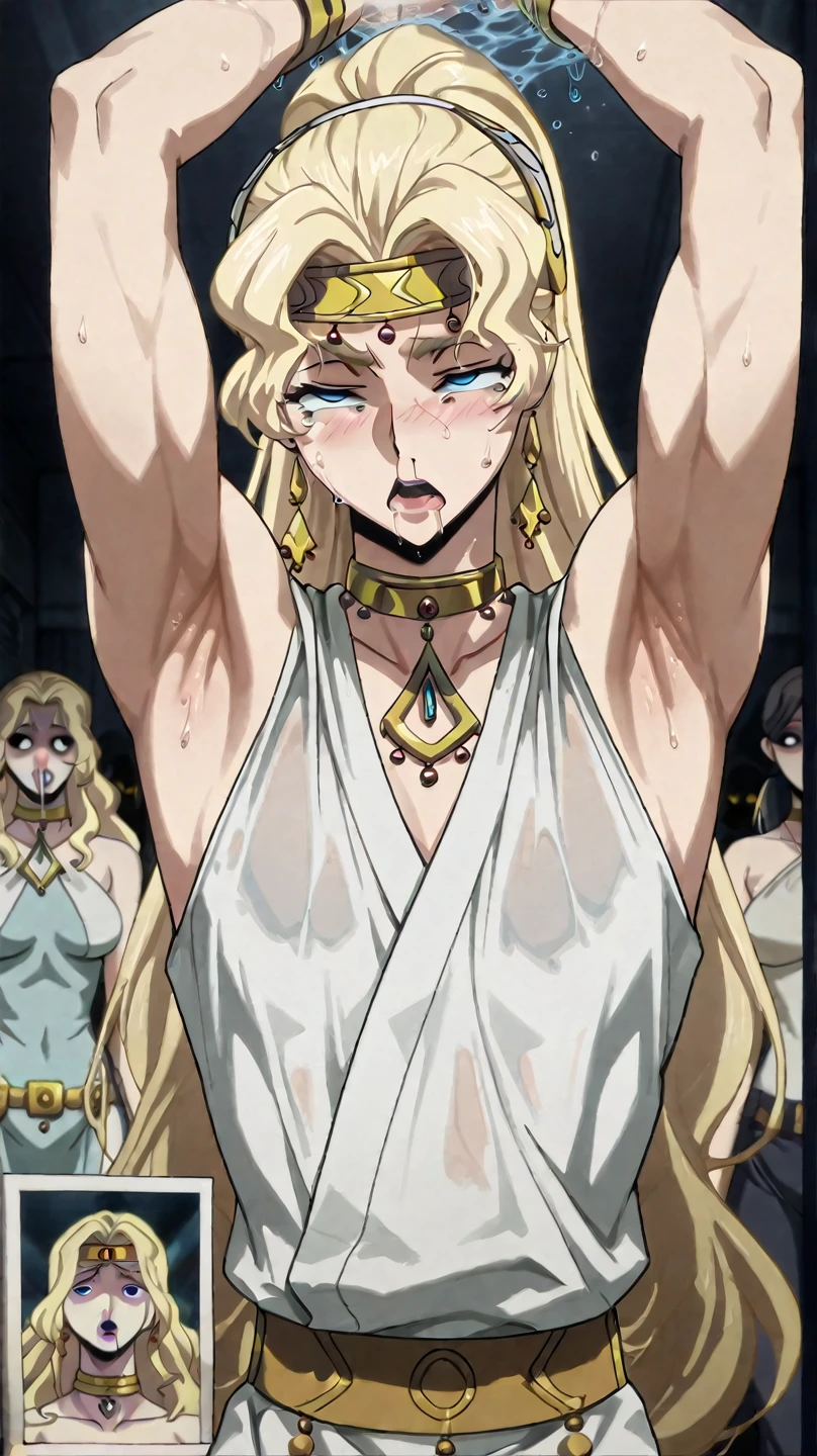 NSFW, pornographic, ((Nos ( one piece) : 1.9)) em um luxuoso vestido branco e dourado, (No Casino), estilo wano, usa um vestido puro, Roupa bonita e elegante, Lindo rosto expressivo, ((olhos ultra detalhados)), Tatuagem no ombro, Seios enormes, Bunda bonita e volumosa, Soberbo detalhado , camelto, super detalhado, 4k, Hentai Illustration,