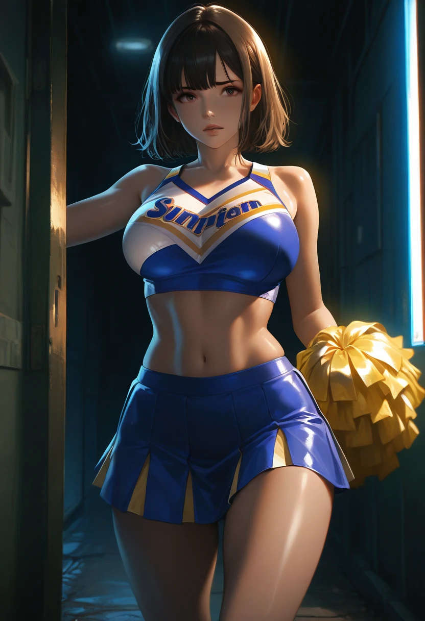 (Horny cheerleader seduce on her stomach:1.5)、(Naughty smile:1.35),(Dark Skin:1.75),(Blonde Gal:1.5),(Nasty makeup),(False eyelashes),topless、(Looking into the camera:1.5),(Asymmetrical buzz cut hairstyle),(Smooth back hair),Obscene high leg panties、Sexy glasses、In the bath