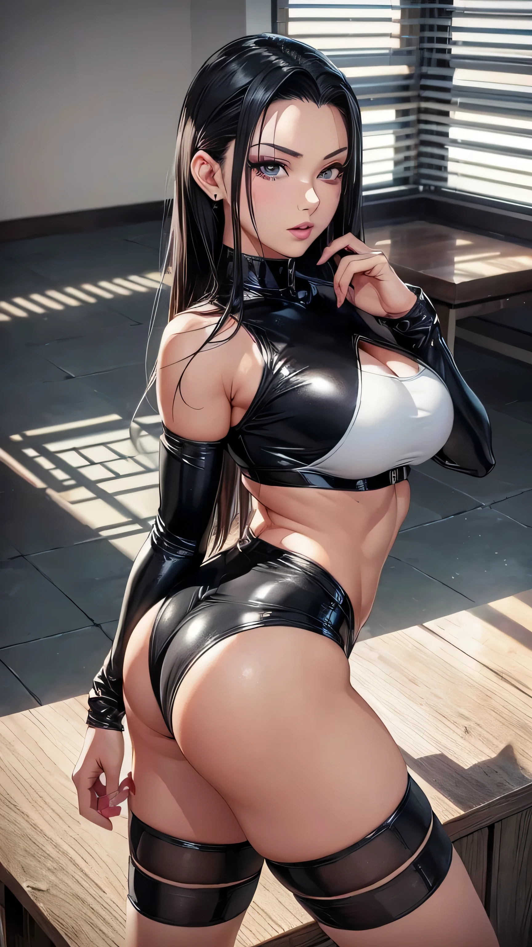 3D, underboobs, masterpieces, solo, hyper detail eyes, belly button, original character
