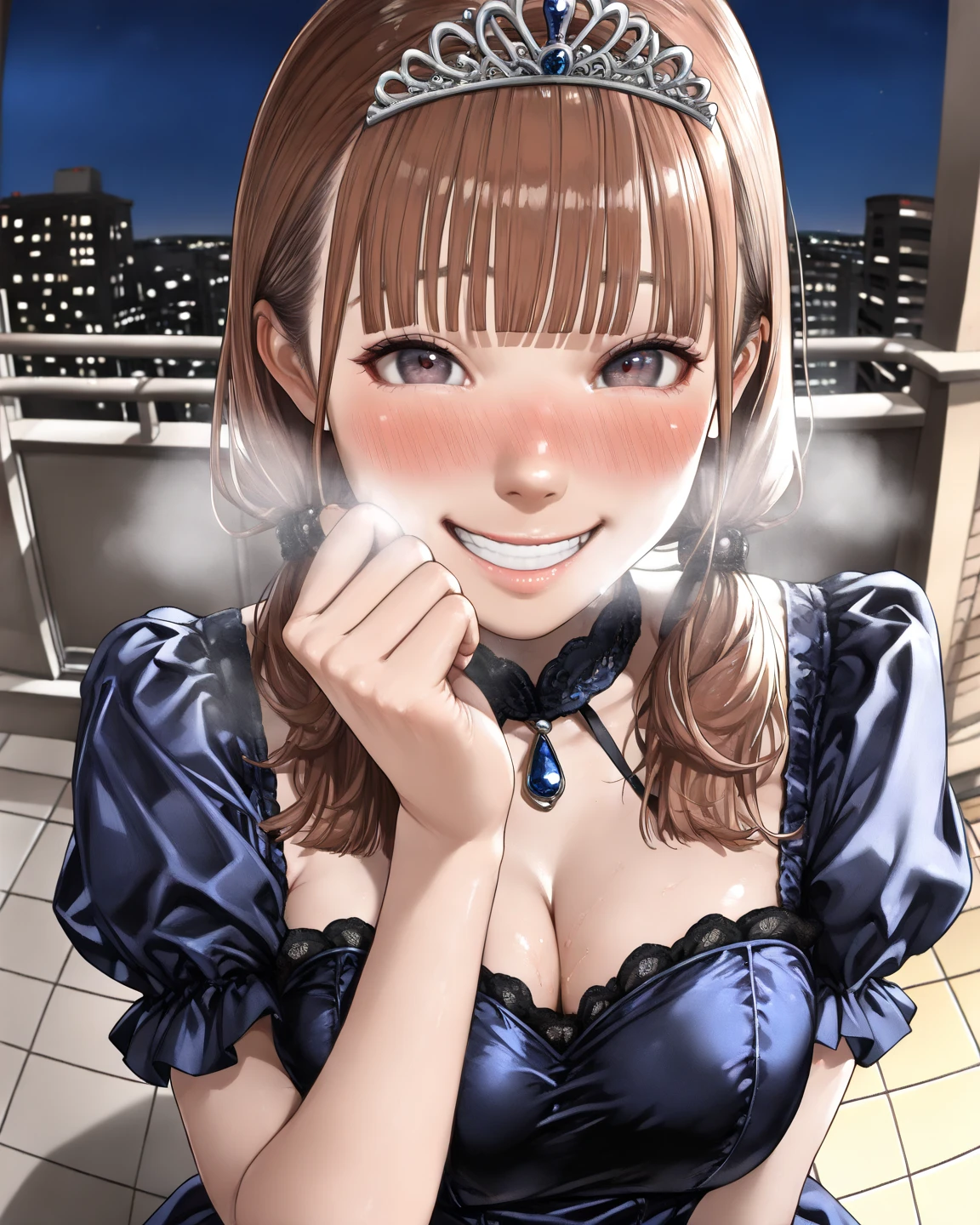 ((best quality)), ((masterpiece)), (detailed), 1girl, sexly,Realistic pubic hair, High amount of pubic hair, Thick pubic hair, ChinatsuKano,
bedroom, Luxury,Night view,Red carpet,Luxurious chair,Double bed,indirect lighting,窓から見えるNight view,
embarrassed, smile,Open your mouth,
Cunnilingus gesture, nsfw, (upper body:1.2),