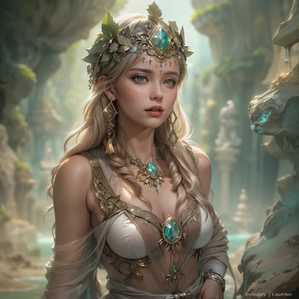 ((masterpiece)、(top-quality)、(reallistic))、beautiful queen:1.4、Bondage style、latex shiny、By Luis Royo:1.4、1girl in、Sexy Daughter、Attractive earrings with impressive beauty、a choker、a necklace、piercings、(Super beauty)、Super Ultra Ultra Bikini、standingn、fullllbody:1.4、(Beauty in return)、Fantastic mythological landscape