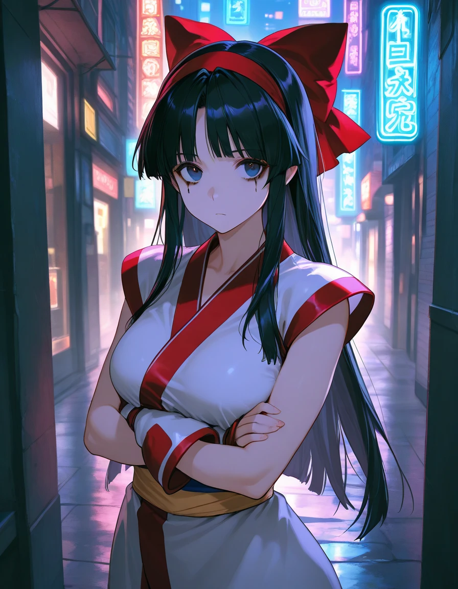 (masterpiece、top-quality、hight resolution、Unity 8k、extremely details CG:1,Best Picture), ((red ribbon, sit)),"A porn star standing outside, pointing towards a motel with a playful yet suggestive expression. She is dressed in casual yet revealing attire, emphasizing her confident and flirtatious demeanor. The background features the motel's neon sign, and the scene is set during the evening, with the star's posture and gesture inviting the viewer's attention towards the motel."