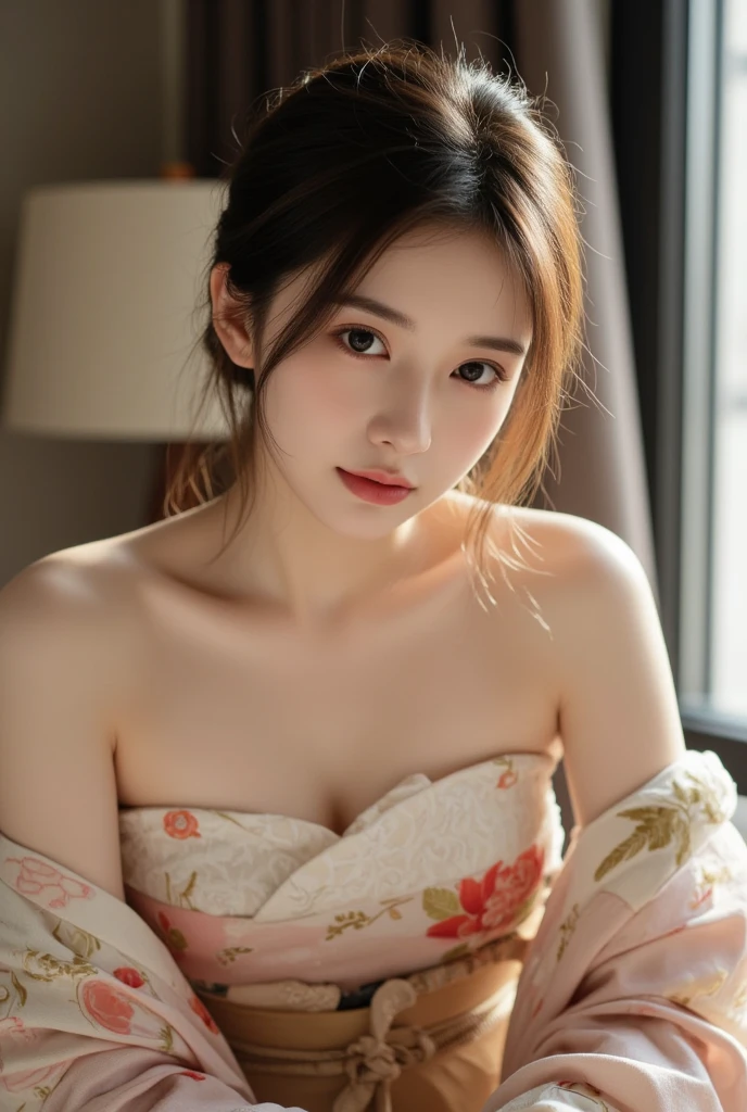 ((Realistic lighting, Top quality, 8K, Masterpiece: 1.3)), Clear focus: 1.2, 1 girl, Perfect body beauty: 1.4, Slim abs: 1.1, ((Dark brown hair, : 1.3)), (Wearing ultra thin red lace underwear: 1.4, Gray stockings: 1.2, ), (En plein air, Night: 1.1), the city street, Ultra-fine face, Narrow eyes, Double eyelids, Hands on the head, lying on bed, Crotch open, seducing with sexual expressions, Detailed mouth, 18 year old Japan, Big ass