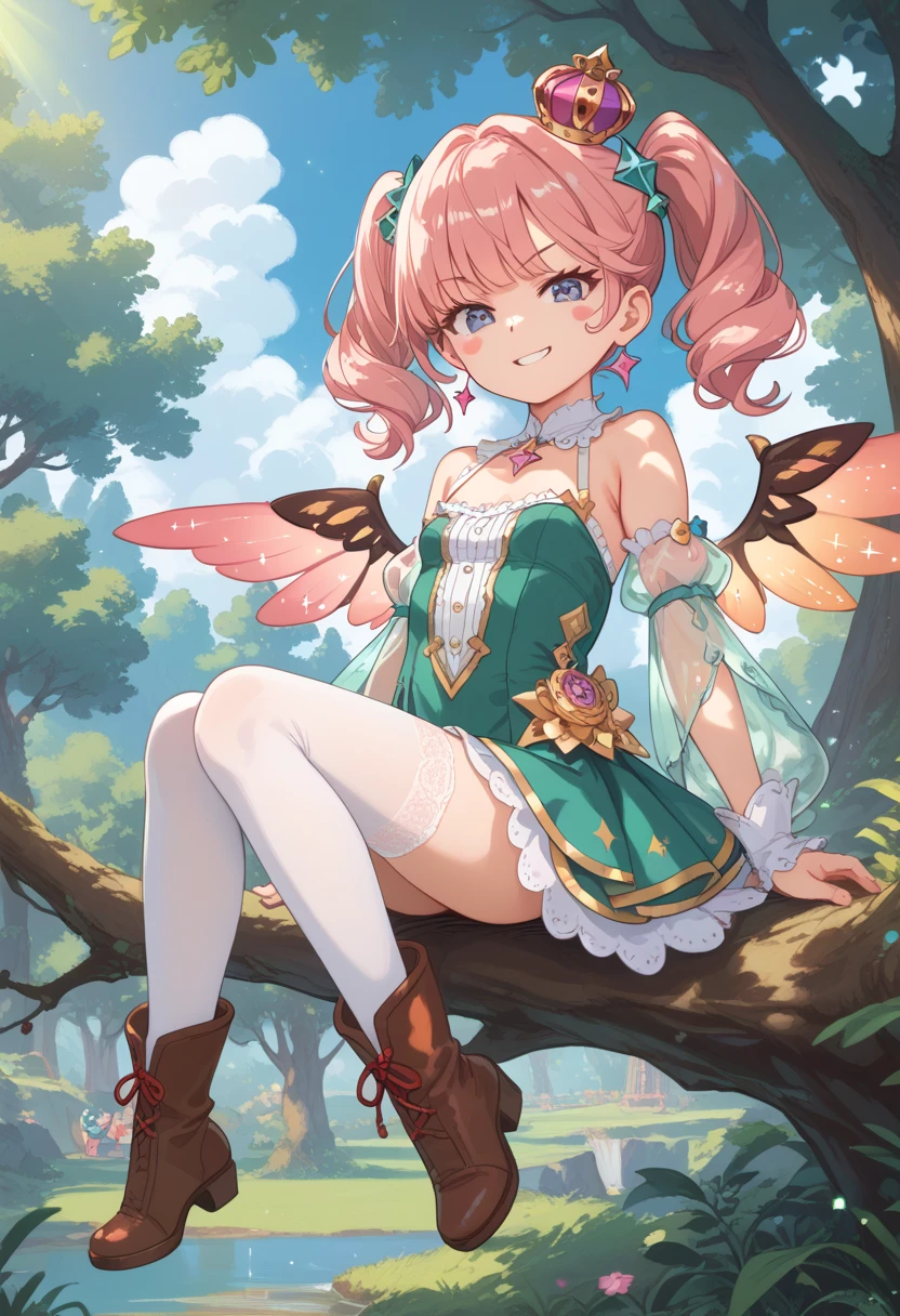a fairy girl, full body, wearing a transparent pink golden lolita dresses, big ribbon ornament on hair, floral earrings, a penis penetration on vagina