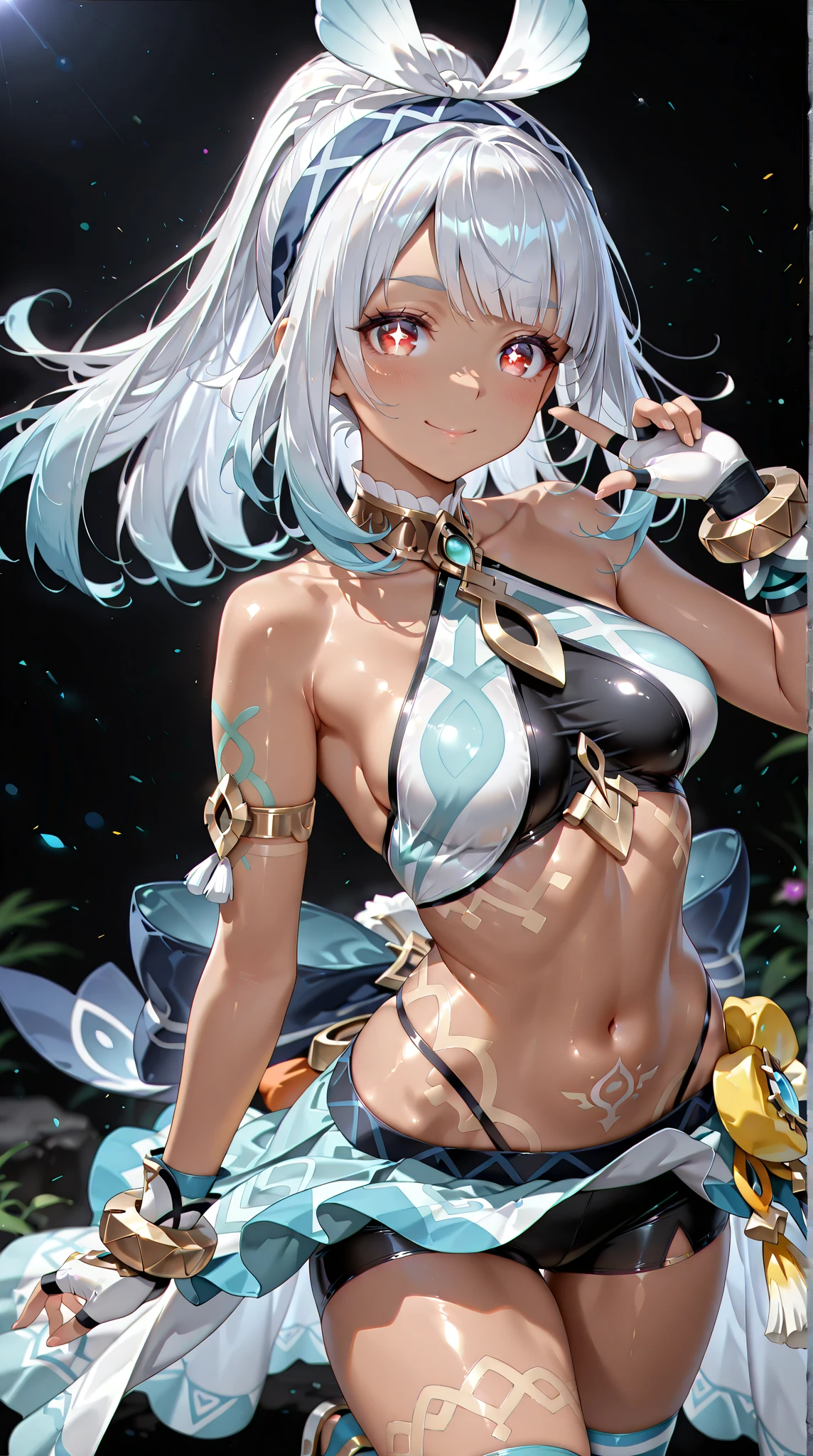 Kasumi Yoshizawa, Yoko Asagiri, Bikini Armor, Full Length Image, High Quality, Ponytail, Small Breasts, Bangs, Smooth Thighs, Patsun, Top Quality, Ultra High Definition, Fine Eyes, Slender Legs, Fine Beautiful Eyes, 8K, White Bikini, Butt Protruding, Silver Hair