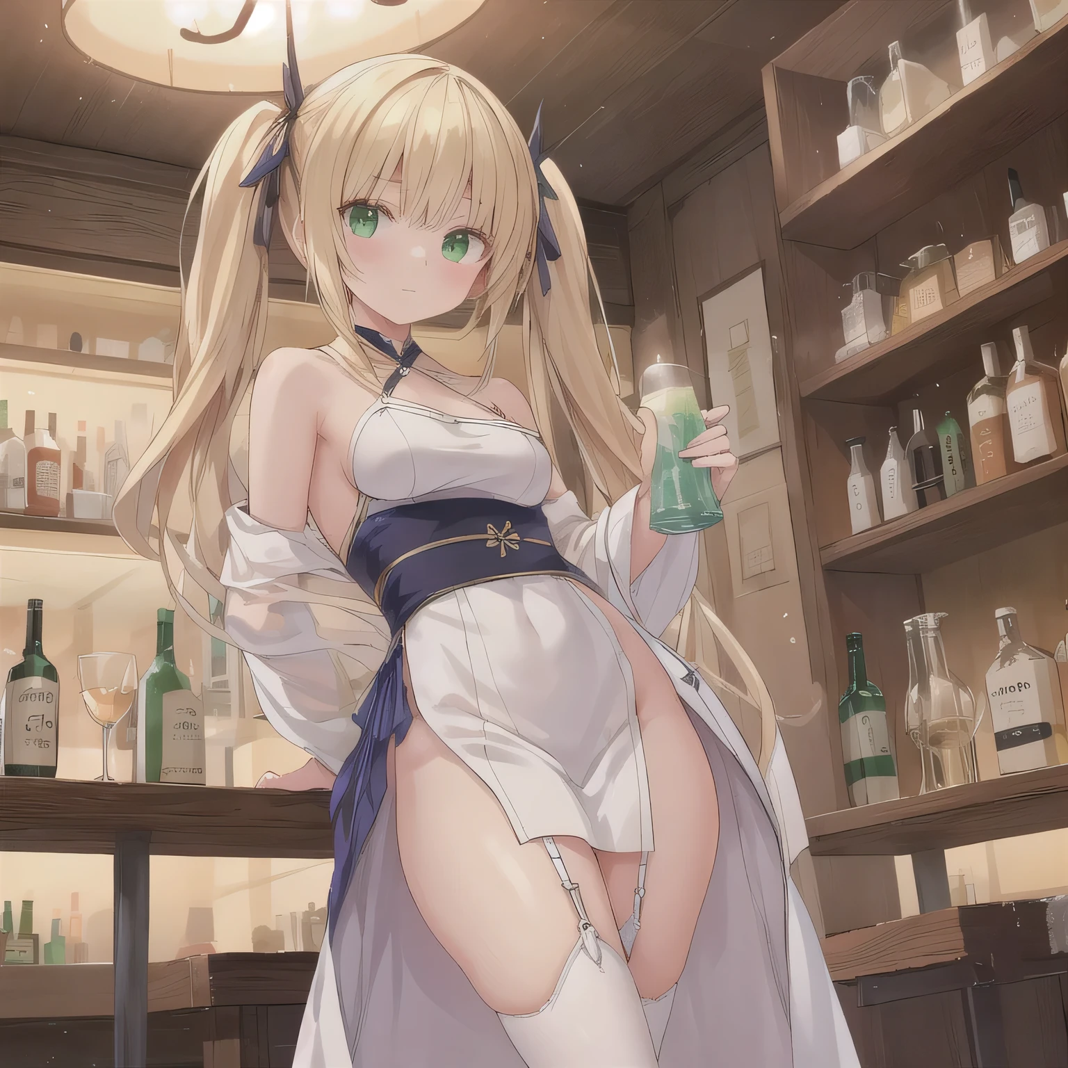 Highest quality、Ultra-high resolution、Fantasy、roleplaying game、A few small, naked hobbit girls with embarrassed looks and no clothes on、On the podium、noon、Under-rim glasses