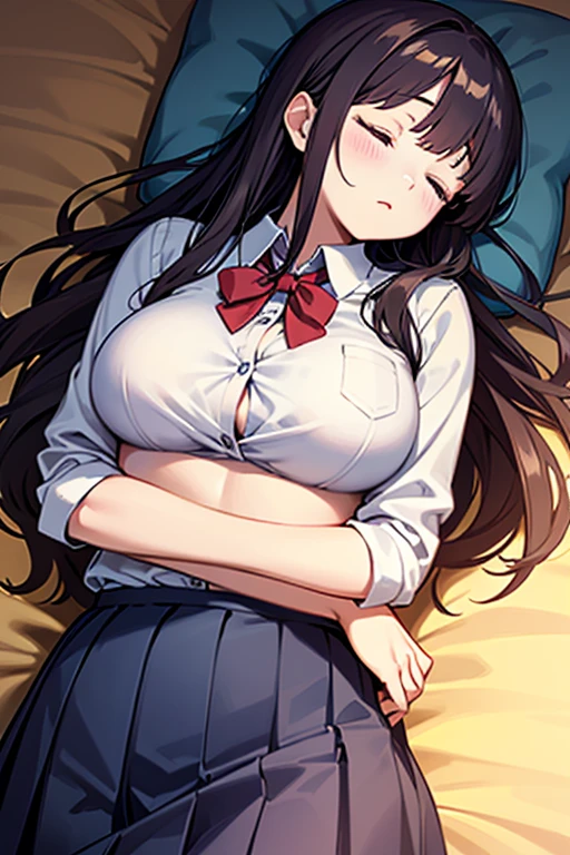 (Best quality, 8k, 32k, Masterpiece, UHD,:1.2),RAW, 1girl,ultra cute , natural lighting,transparent shining eyes, 20yo ,fair complexion, (ecstasy:0.8) ,(slut:0.8), (vulgarity:0.8), (fucked silly:0.8),(steam:0.8),(trembling:1.3)),((school uniform )) ,From front and above, lying, body-fitting, ((White background)), Cowboy shot, right side view, White panties, Cleavage, Cleavage Cutout, show off panties
