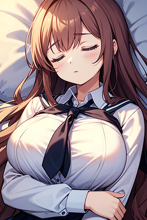 16K,One person,himesaki rinami,Purple eyes,Brown Hair,Hair Bun,Long Hair,Large Breasts,breast focus,chest, medium chest, large chest, underboob, All limbs, full finger, Looking at the audience, Cowboy Shot, Maid clothes,Skirt flip, Darter Dress, Black Knee High, Crop top, Black clothes, One girl,Embarrassing, panty shot , white panties, clothed, cameltoe , bed, on back, lying