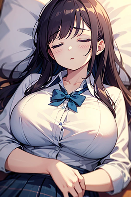 ((Tabletop, Highest quality, High resolution, , Pixel Perfect, 4K,))), 1 female, 、The whole body is visible、 ((Long Wavy Hair, bangs, Brown Hair)), ((Brown eyes, Beautiful eyelashes, Realistic eyes)), ((Detailed face, Blushing:1.2)), ((Smooth texture:0.75, Realistic texture:0.65, Realistic:1.1, Anime CG Style)), Medium sized breasts, Dynamic Angle, Perfect body, (( , , Beautiful Priest、、 Priest off-shoulder jacket、Priest Flare Skirt、、)), Gold Hair Ornament、Cross Necklace、、Very embarrassing panic smile, 、Gorgeous church basilica、Church Bed、Lying in bed、、Hold a big Bible、、Nipples are slightly visible、、Lace panties are visible、、、、、 、Angle from below)、