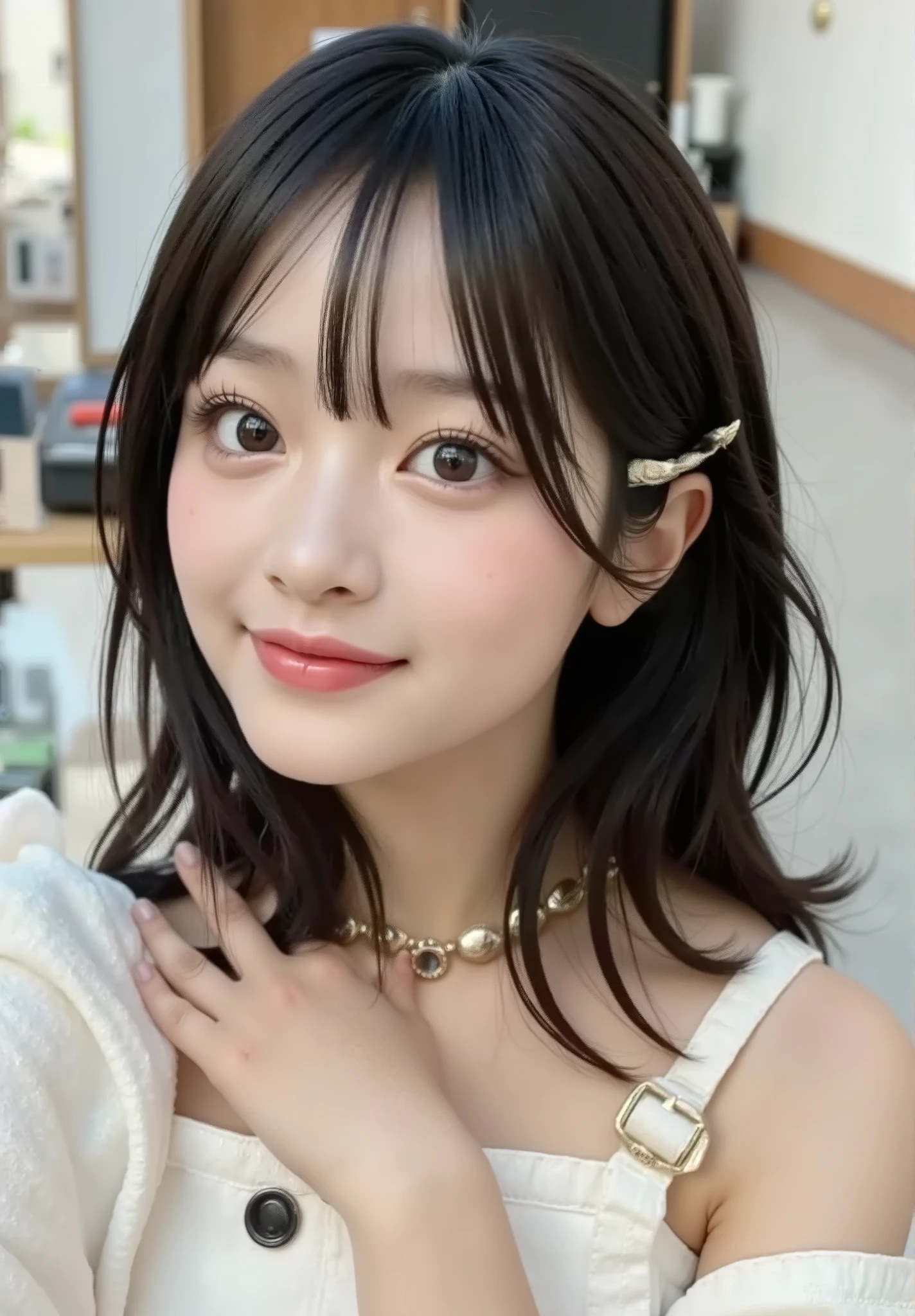 {{Focus on face: 1.8},{{Focus on eyes: 1.8}},{{{Best quality: 1.8}}}, {Best quality: 1.8}, {:1.8}},,{Natural makeup: 1.8},{{Clear eyes: 1.8}, {Transparent white skin}, {Professional lighting)}},{High precision selection},{{{{Upper body photo}}}},{{Single high school girl: Smiling: Chest: Nipples}},,{Red cheeks: 1.6},,{{{{Smile: Big double eyelids: Mascara: Under-eye bags: Long eyelashes: 1.8}}},,{{Eyeshadow: 0.8}},{{{{See-through-white tank top-nipples: 1.8}}}},{{Bob cut: Princess cut: Ponytail: 1.8}},{Hands behind head: 1.8},,{{Blurred white background: 1.8}}