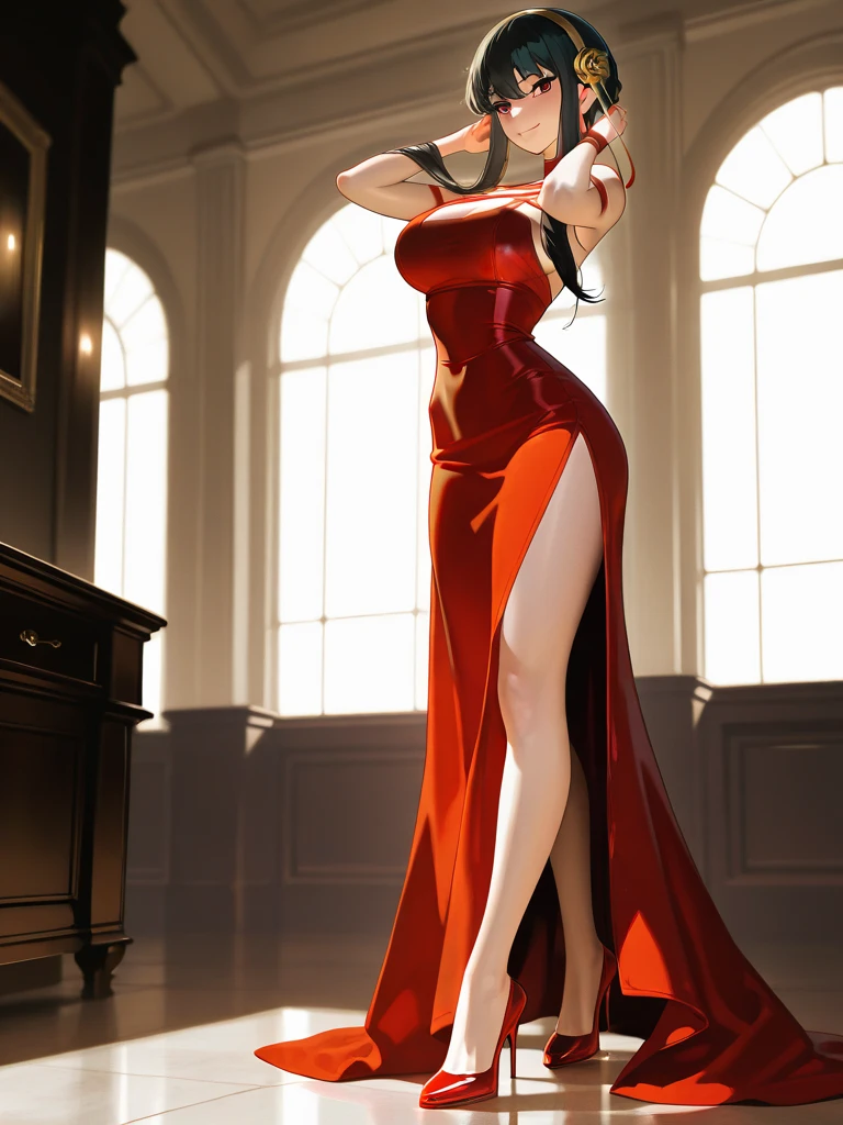 (8K HDR photorealistic pic), Betty Boop, short, althetic, curvy lady, ((tight little red dress)), dark eyebrows, black lipstick, (hoop earrings), dark eyeshadow, black lipstick, curvy, busty, (curly short black hair), shortstack, (retroussé breasts), darling figure, (supple pouting breasts), firm thighs, hourglass figure, kerchief, big brown eyes, dancing seductively