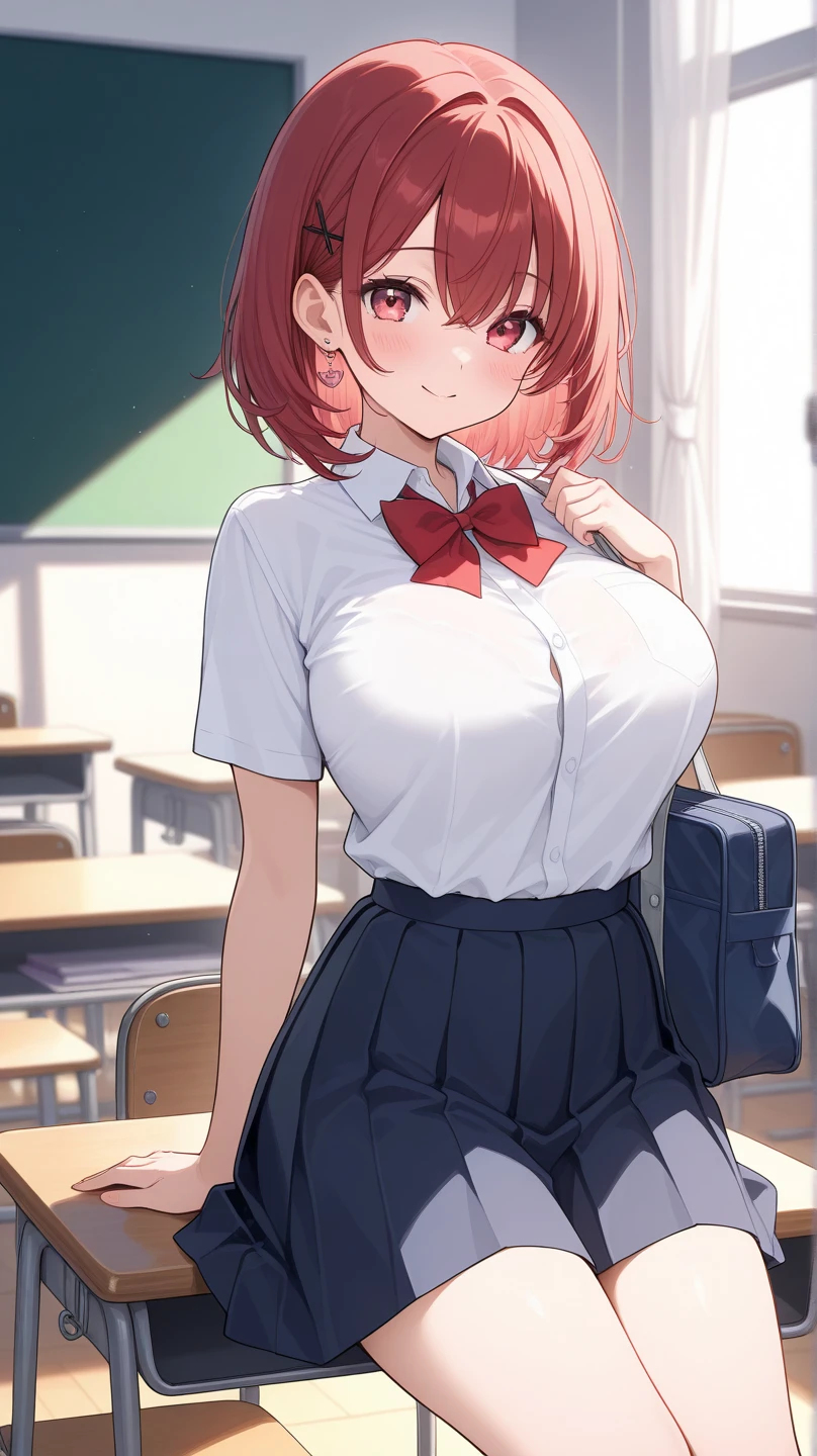 mastute piece,Best Quality,insanely detailed,8k cg,nsfw,
(shoot upper body:1.3),
(1girls:1.3),standing,looking at viewr,body in front,both arms behind back,(gakuran),
break,
blush,shy,(ecstasy face),(trembling:1.2),break,(light red hair:1.3),
break,
perfect breasts,perfect teats,(open mouth:0.9),(large breasts:1.2),
(classroom),