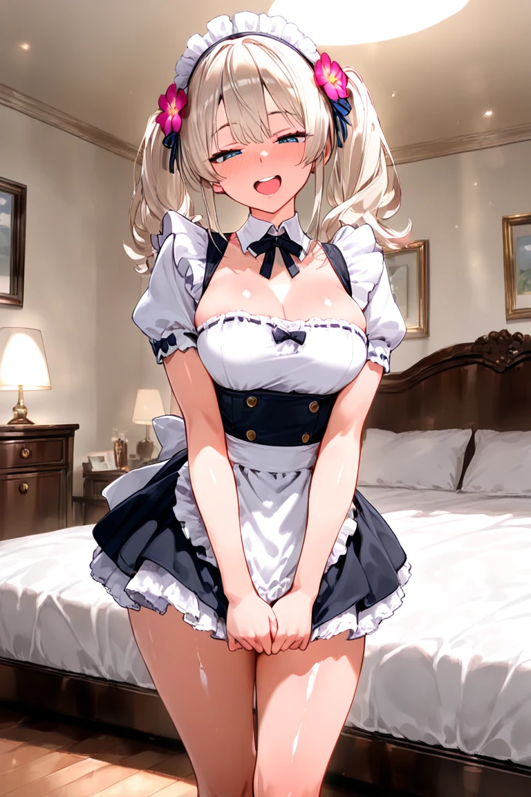 seethrough white Color maid cute girls,big breast,spread leg,ON bed,