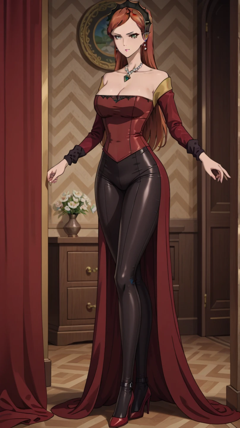 8k wallpaper, perfect lighting, masterpiece, very young slim fit girl, full height, rounded face, (disheveled long brown hair:1.3), (big brown eyes:1.3), smile, perfect medium breast, look at you, elegant tight dress, very long dress with slit, tight dress, sexy dress, very long fit leg, 21thshirow, narrow hips, hold hands behind back, Hermione_Granger_Emma_Watson-4400