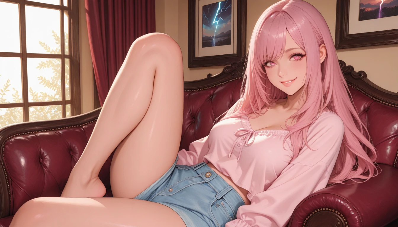 8K, Ultra High Definition, Super detailed, Shiny detailed hair, detailed face, fantasy landscape, solo, looking at viewer, {{best quality}}, {{masterpiece}}, {{ultra-detailed}}, {detailed light}, ultra high quality eyes, detailed eyes, perfect eyes, large eyes, detailed pink eyes, pink hair, long hair, beautiful, skinny body, white skin, slutty, erotic, Anal Dildo LORA 1.0, ((nsfw))