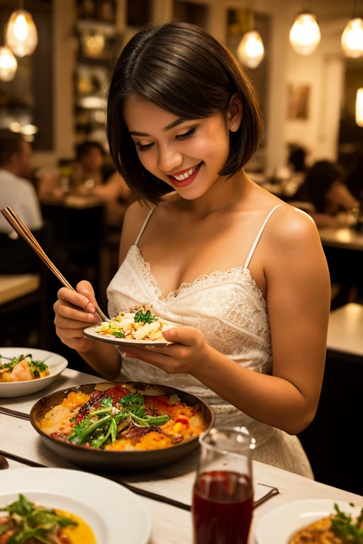 A beautiful asian women, long straight black hair, big breast, big breasts , big tits , busty, big chest,double eyelids, beautiful face, hd, realistic detailed, wearing a sexy off shoulder top, jeans,at the restaurant, with her best friends, girlfriends, friends, with best friends , foods on table , with her best friends, taking pictures, everyone posing for the camera